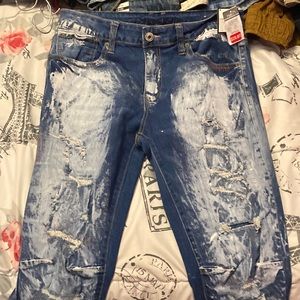Blue Rue21 Jeans with white accent